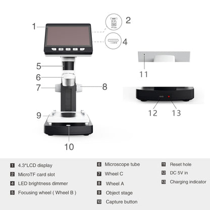 inskam306 1080P 4.3 inch Display Screen HD Digital Microscope - Digital Microscope by buy2fix | Online Shopping UK | buy2fix