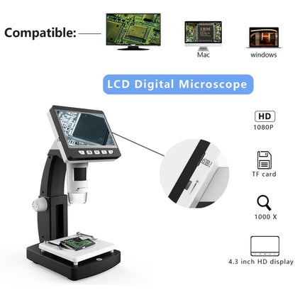 inskam306 1080P 4.3 inch Display Screen HD Digital Microscope - Digital Microscope by buy2fix | Online Shopping UK | buy2fix