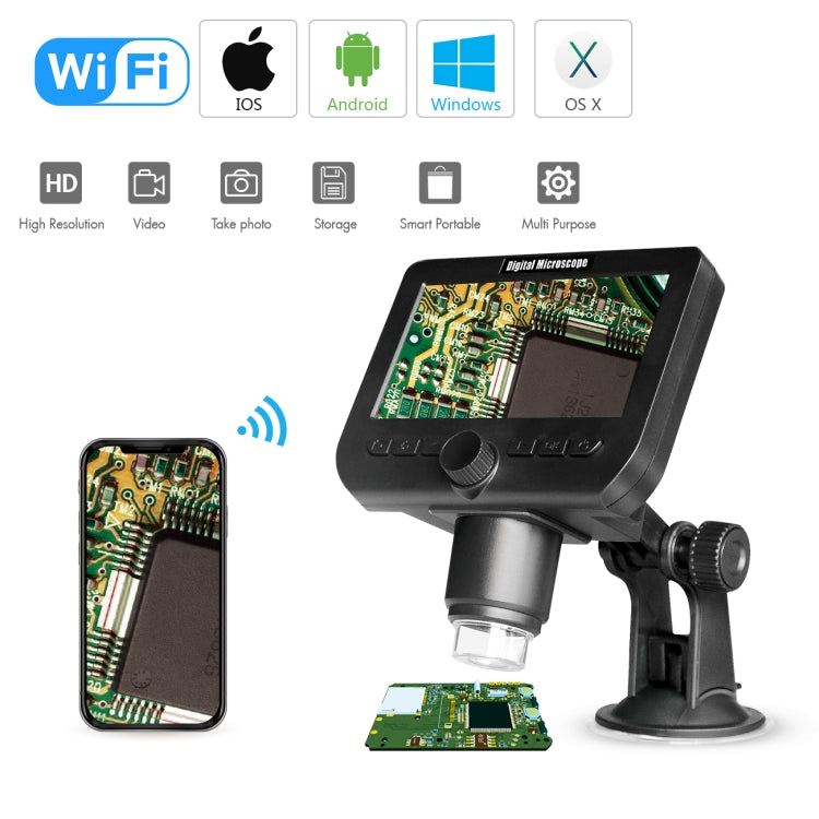 inskam317 1080P 4.3 inch LCD Screen WiFi HD Digital Microscope, Sucker Bracket - Digital Microscope by buy2fix | Online Shopping UK | buy2fix