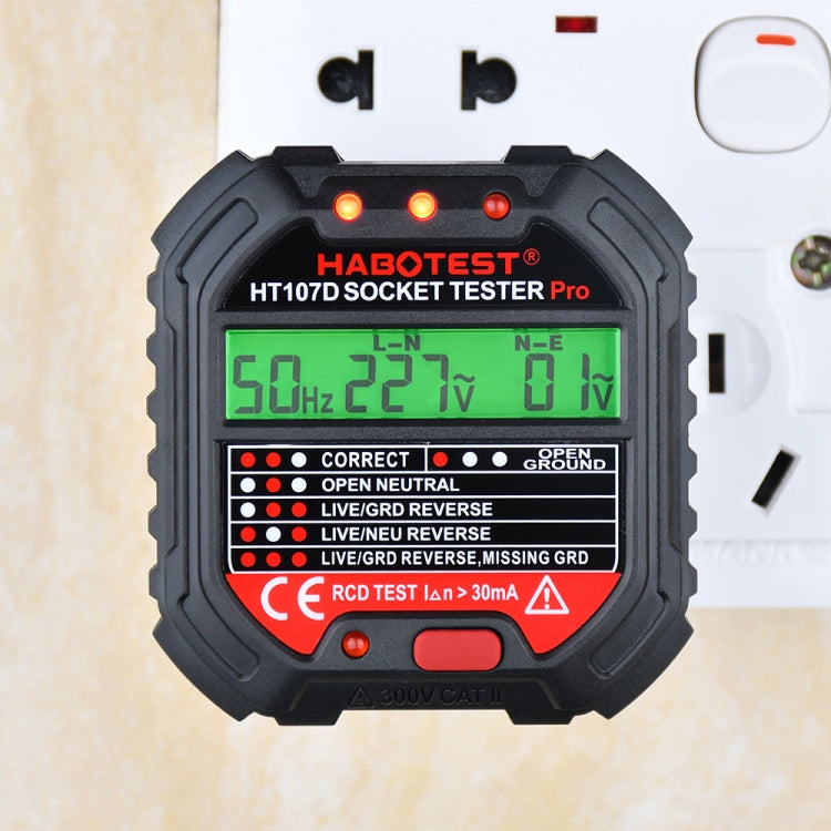 HABOTEST HT107D Multifunctional Digital Display Socket Tester (EU Plug) - Current & Voltage Tester by HABOTEST | Online Shopping UK | buy2fix