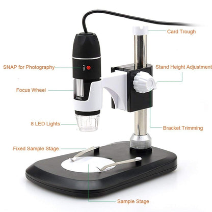 DMS-MDS800 40X-1600X Magnifier 2.0MP Image Sensor USB Digital Microscope with 8 LEDs & Professional Stand - Digital Microscope by buy2fix | Online Shopping UK | buy2fix