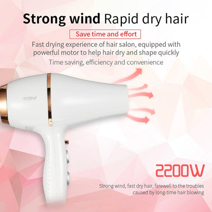 VGR V-414 2200W Negative Ion Hair Dryers with 6 Gear Adjustment, Plug Type: EU Plug(White) - Hair Dryers & Accessories by VGR | Online Shopping UK | buy2fix