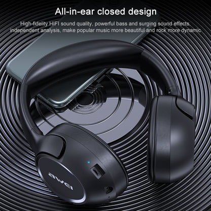 AWEI A770BL Bluetooth 5.0 Stereo Wireless Bluetooth Headset(Black) - Headset & Headphone by awei | Online Shopping UK | buy2fix