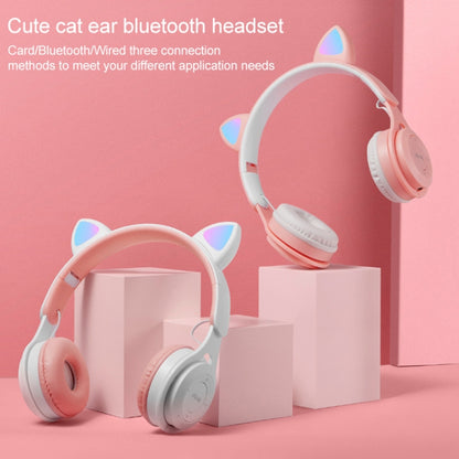 M6 Luminous Cat Ears Pure-color Foldable Bluetooth Headset with 3.5mm Jack & TF Card Slot (Blue) - Headset & Headphone by buy2fix | Online Shopping UK | buy2fix