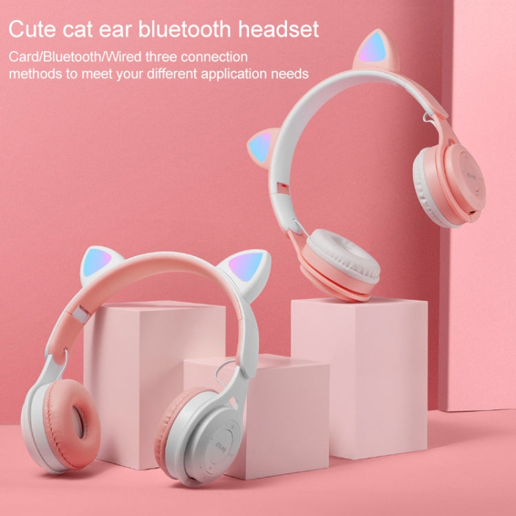 M6 Luminous Cat Ears Pure-color Foldable Bluetooth Headset with 3.5mm Jack & TF Card Slot (Black) - Headset & Headphone by buy2fix | Online Shopping UK | buy2fix