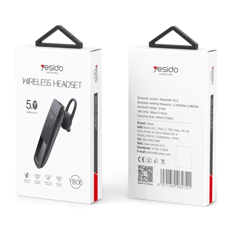 Yesido YB06 Unilateral Business Ear-mounted Wireless Bluetooth Earphone - Bluetooth Earphone by Yesido | Online Shopping UK | buy2fix