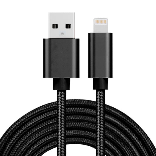 3m 3A Woven Style Metal Head 8 Pin to USB Data / Charger Cable(Black) - Apple Accessories by buy2fix | Online Shopping UK | buy2fix