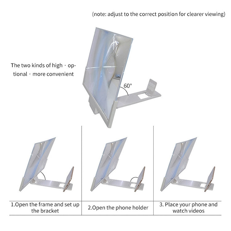 F3 14 inch Radiation Protection Universal Mobile Phone Screen Amplifier 3D HD Video Amplifier with Stand(White) - Screen Magnifier by buy2fix | Online Shopping UK | buy2fix