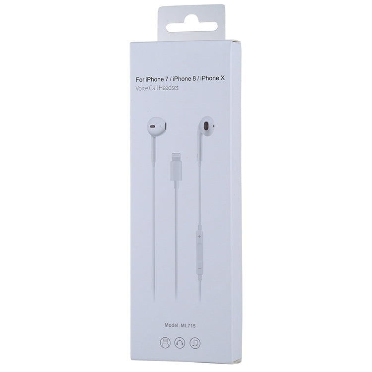 ML715 1.2m 8 Pin Port Wire Control Bluetooth Earphone, Support Music, Calls, Volume Control - In Ear Wired Earphone by buy2fix | Online Shopping UK | buy2fix