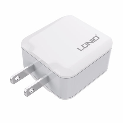 LDNIO A2201 2.4A Dual USB Charging Head Travel Direct Charge Mobile Phone Adapter Charger With 8 Pin Data Cable (US Plug) - Apple Accessories by LDNIO | Online Shopping UK | buy2fix