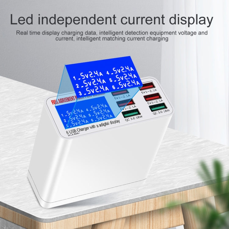 WLX-896+ 6 In 1 Multi-function Smart Digital Display USB Charger(UK Plug) - Multifunction Charger by buy2fix | Online Shopping UK | buy2fix