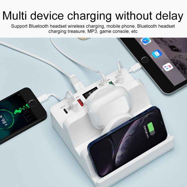 F6 Multifunctional Dual Wireless Charger with Phone Holder & Current Display, AU Plug - Apple Accessories by buy2fix | Online Shopping UK | buy2fix