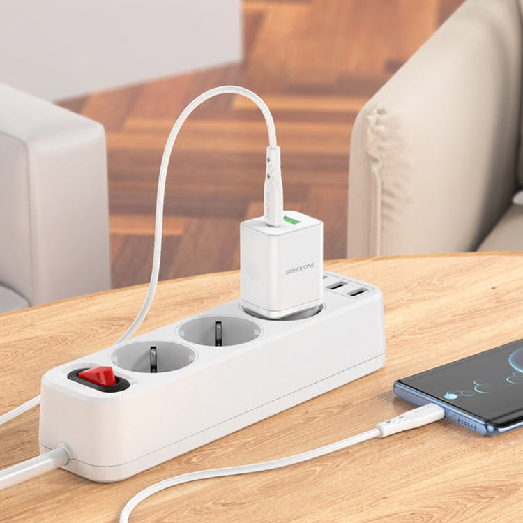 Borofone BN7 PD20W + QC3.0 Dual Ports Travel Charger with Type-C / USB-C to Type-C / USB-C Cable, EU Plug(White) - Apple Accessories by Borofone | Online Shopping UK | buy2fix