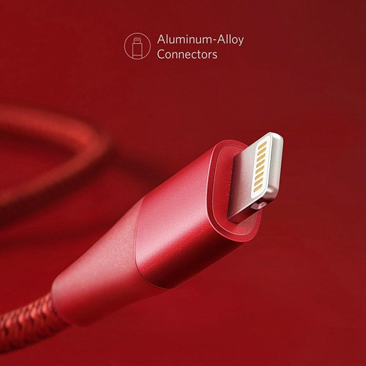 ANKER A8452 Powerline+ II USB to 8 Pin Apple MFI Certificated Nylon Pullable Carts Charging Data Cable, Length: 0.9m(Red) - MFI Cable by ANKER | Online Shopping UK | buy2fix