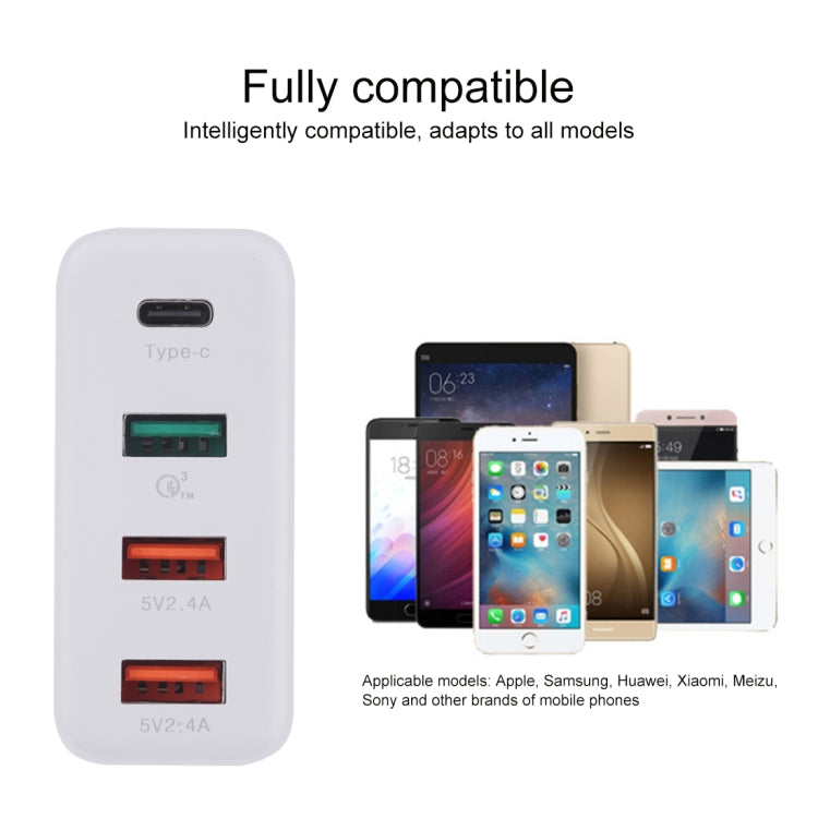 A3P 3A Max Output USB-C / Type-C + QC3.0 + Dual USB 4 Ports Wall Travel Charger, EU Plug - Apple Accessories by buy2fix | Online Shopping UK | buy2fix