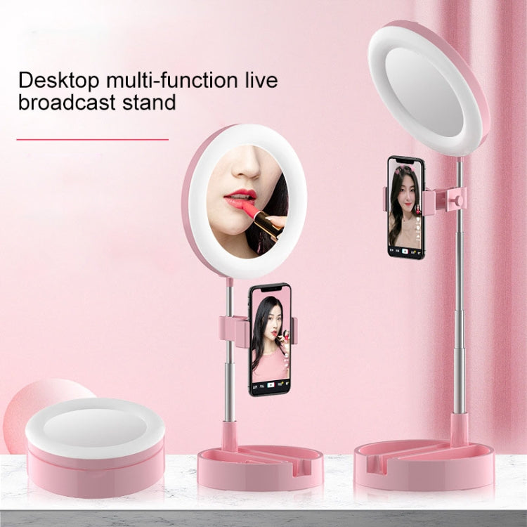 WK G3 Folding Storage Type Desktop Multi-function Live Light Makeup Mirror Holder (White) - Selfie Light by WK | Online Shopping UK | buy2fix