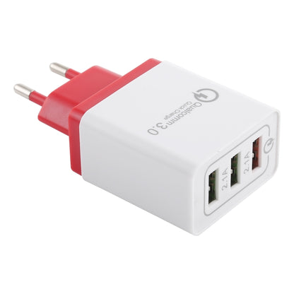 AR-QC-03 2.1A 3 USB Ports Quick Charger Travel Charger, EU Plug (Red) - Apple Accessories by buy2fix | Online Shopping UK | buy2fix