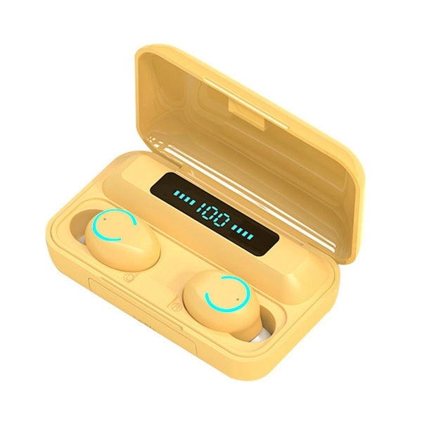 F9-9 TWS CVC8.0 Noise Cancelling Bluetooth Earphone with Charging Box, Support Touch Lighting Effect & Three-screen LED Power Display & Power Bank & Mobile Phone Holder & HD Call & Voice Assistant(Yellow) - TWS Earphone by buy2fix | Online Shopping UK | buy2fix