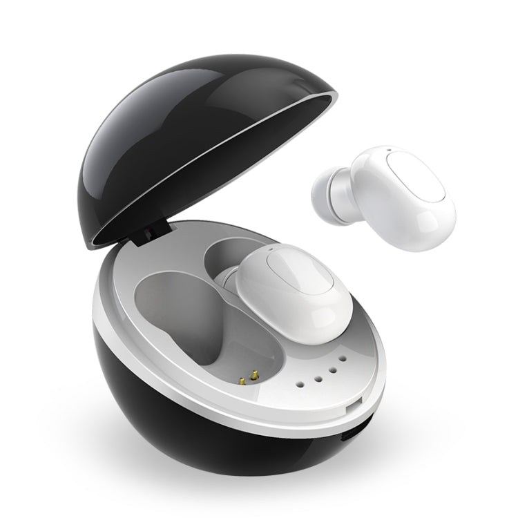 A10 TWS Space Capsule Shape Wireless Bluetooth Earphone with Magnetic Charging Box & Lanyard, Support HD Call & Automatic Pairing Bluetooth(Black White) - TWS Earphone by buy2fix | Online Shopping UK | buy2fix