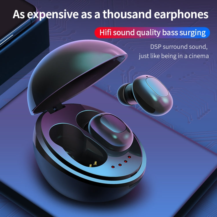 A10 TWS Space Capsule Shape Wireless Bluetooth Earphone with Magnetic Charging Box & Lanyard, Support HD Call & Automatic Pairing Bluetooth(Black White) - TWS Earphone by buy2fix | Online Shopping UK | buy2fix