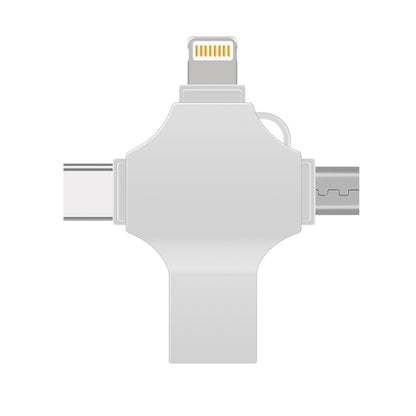 Cross 4 in 1 32GB 8 Pin + Micro USB + USB-C / Type-C + USB 3.0 Metal Flash Disk(Silver) - USB Flash Drives by buy2fix | Online Shopping UK | buy2fix