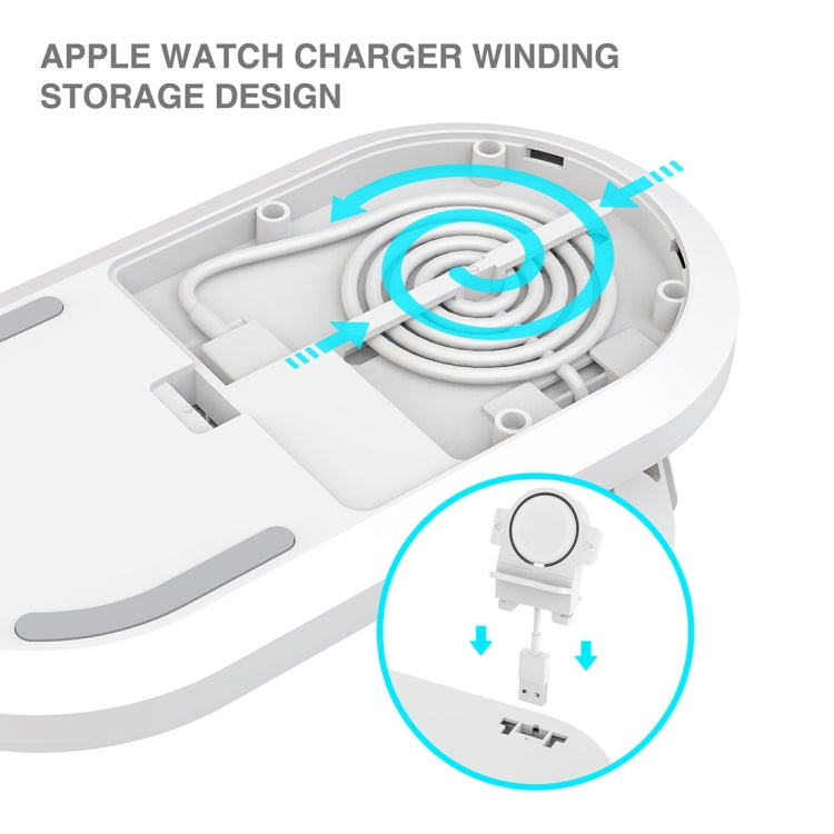 A04 3 in 1 Multi-function Qi Standard Wireless Charger for Mobile Phones & iWatch & AirPods (White) - Apple Accessories by buy2fix | Online Shopping UK | buy2fix