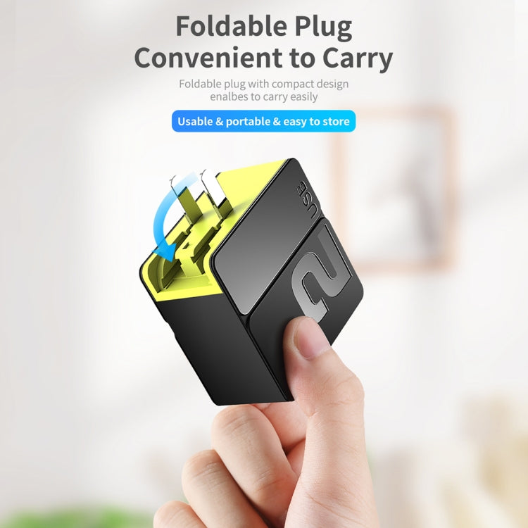 ROCK RWC-0440 18W QC4.0 / QC3.0 / FCP Dual USB + PPS / PD3.0 / PD2.0 / FCP Dual USB-C / Type-C Interface Travel Charger with Foldable Plug, Chinese Plug(Black) - USB Charger by ROCK | Online Shopping UK | buy2fix