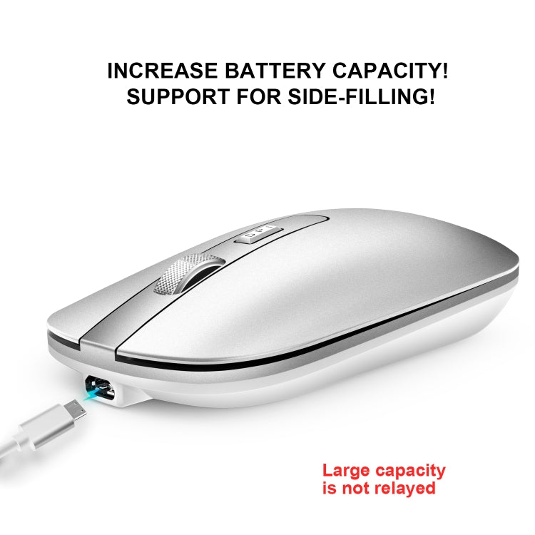 HXSJ M30 Rechargeable Wireless Mouse Metal Wheel Mute 2.4G Office Mouse 500 mAh Built-in Battery(Grey) - Computer & Networking by HXSJ | Online Shopping UK | buy2fix