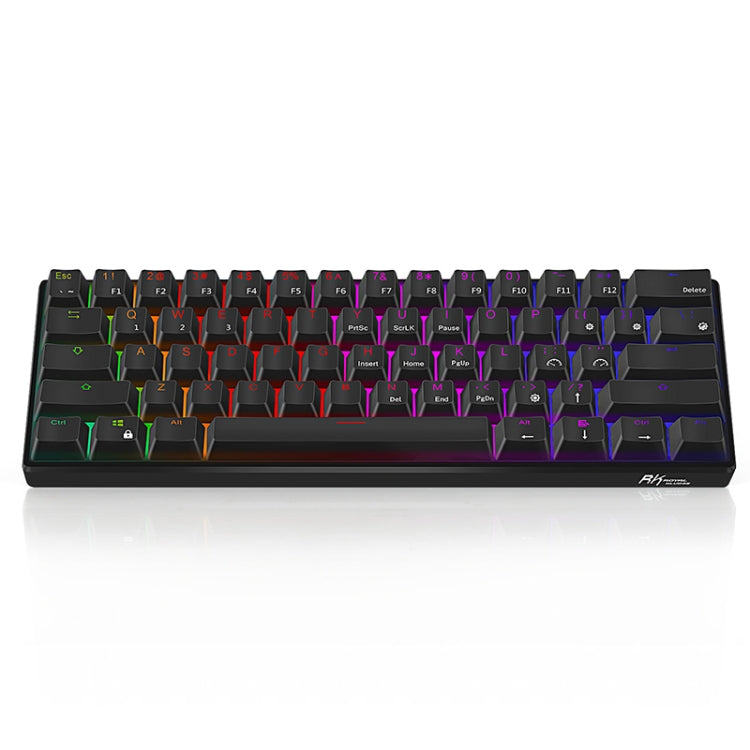 RK61 61 Keys Bluetooth / 2.4G Wireless / USB Wired Three Modes Blue Switch Tablet Mobile Gaming Mechanical Keyboard with RGB Backlight, Cable Length: 1.5m (Black) - Wired Keyboard by buy2fix | Online Shopping UK | buy2fix