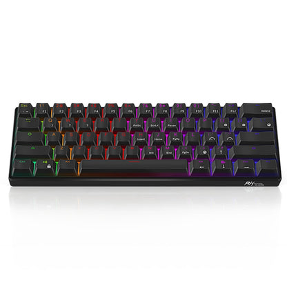 RK61 61 Keys Bluetooth / 2.4G Wireless / USB Wired Three Modes Blue Switch Tablet Mobile Gaming Mechanical Keyboard with RGB Backlight, Cable Length: 1.5m (Black) - Wired Keyboard by buy2fix | Online Shopping UK | buy2fix