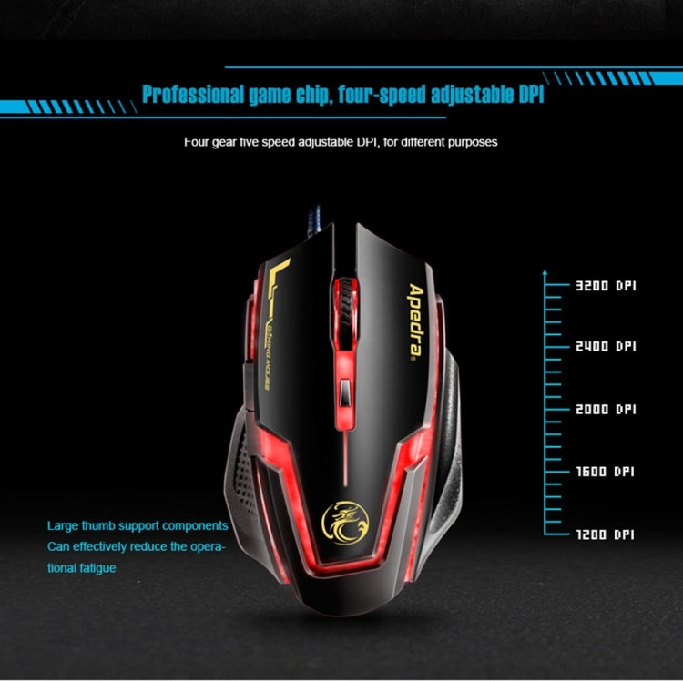 Apedra iMICE A9 High Precision Gaming Mouse LED four color controlled breathing light USB 6 Buttons 3200 DPI Wired Optical Gaming Mouse for Computer PC Laptop(Black) - Wired Mice by iMICE | Online Shopping UK | buy2fix