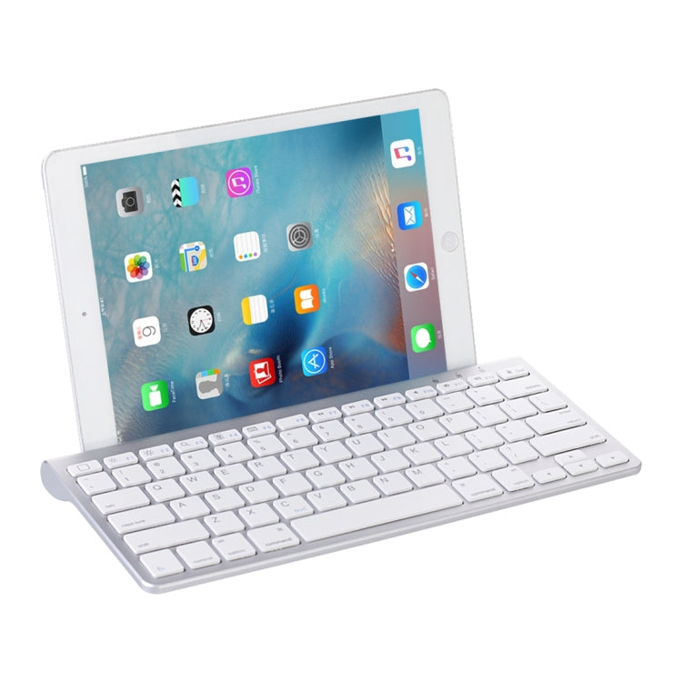 MC Saite 460BT 78 Keys Ultra-thin Mini Wireless Bluetooth Keyboard, Built-in Holder, Support Android / iOS / Windows System(Silver) - Wireless Keyboard by MC Saite | Online Shopping UK | buy2fix