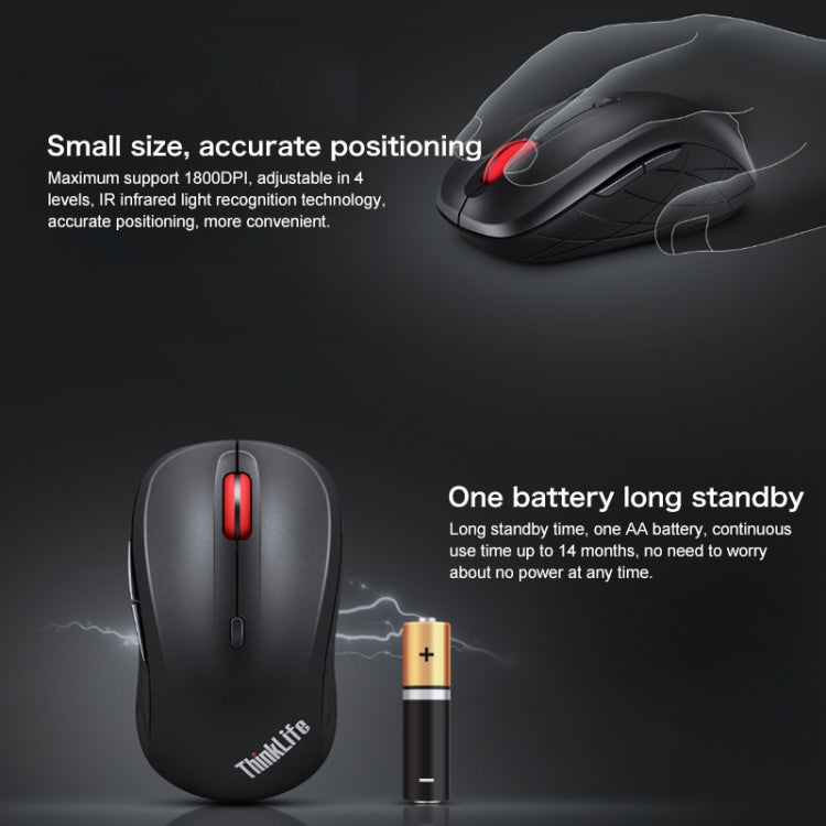 Lenovo ThinkLife Dual Mode Mute Wireless Bluetooth Mouse (Black) - Wireless Mice by Lenovo | Online Shopping UK | buy2fix