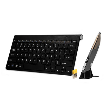 KM-909 2.4GHz Wireless Multimedia Keyboard + Wireless Optical Pen Mouse with USB Receiver Set for Computer PC Laptop, Random Pen Mouse Color Delivery(Black) - Wireless Keyboard by buy2fix | Online Shopping UK | buy2fix