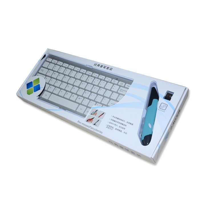 KM-808 2.4GHz Wireless Multimedia Keyboard + Wireless Optical Pen Mouse with USB Receiver Set for Computer PC Laptop, Random Pen Mouse Color Delivery(White) - Wireless Keyboard by buy2fix | Online Shopping UK | buy2fix