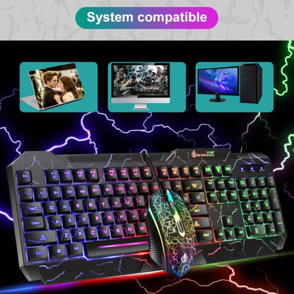 SHIPADOO D620 104-key Wired RGB Color Cracked Backlight Gaming Keyboard Mouse Kit for Laptop, PC - Wired Keyboard by SHIPADOO | Online Shopping UK | buy2fix