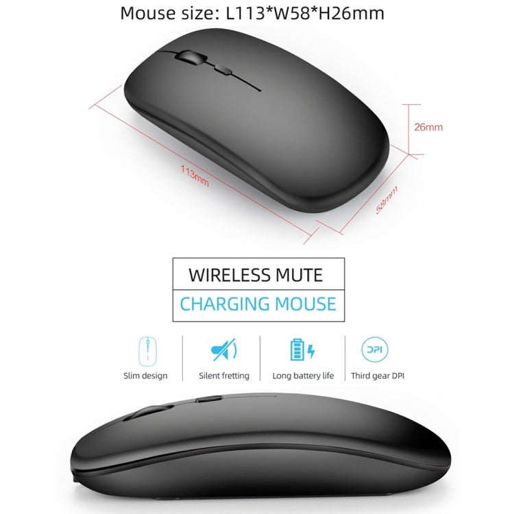 HXSJ M90 2.4GHz Ultrathin Mute Rechargeable Dual Mode Wireless Bluetooth Notebook PC Mouse(Grey) - Wireless Mice by HXSJ | Online Shopping UK | buy2fix