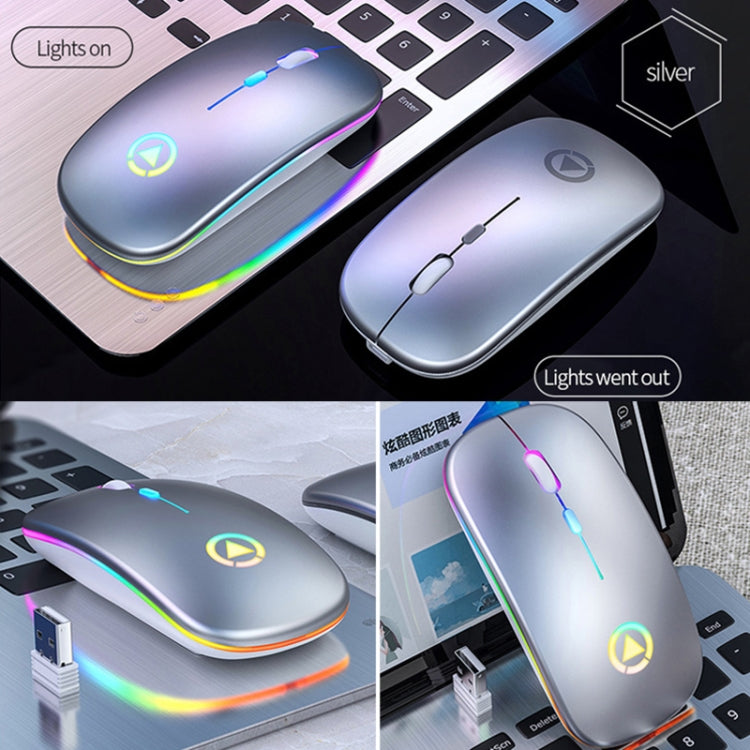 YINDIAO A2 2.4GHz 1600DPI 3-modes Adjustable RGB Light Rechargeable Wireless Silent Mouse (Grey) - Wireless Mice by YINDIAO | Online Shopping UK | buy2fix