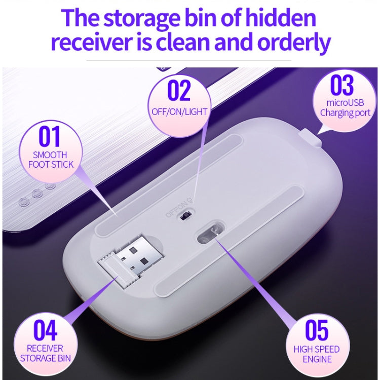 YINDIAO A2 2.4GHz 1600DPI 3-modes Adjustable RGB Light Rechargeable Wireless Silent Mouse (Grey) - Wireless Mice by YINDIAO | Online Shopping UK | buy2fix