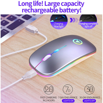 YINDIAO A2 2.4GHz 1600DPI 3-modes Adjustable RGB Light Rechargeable Wireless Silent Mouse (Grey) - Wireless Mice by YINDIAO | Online Shopping UK | buy2fix