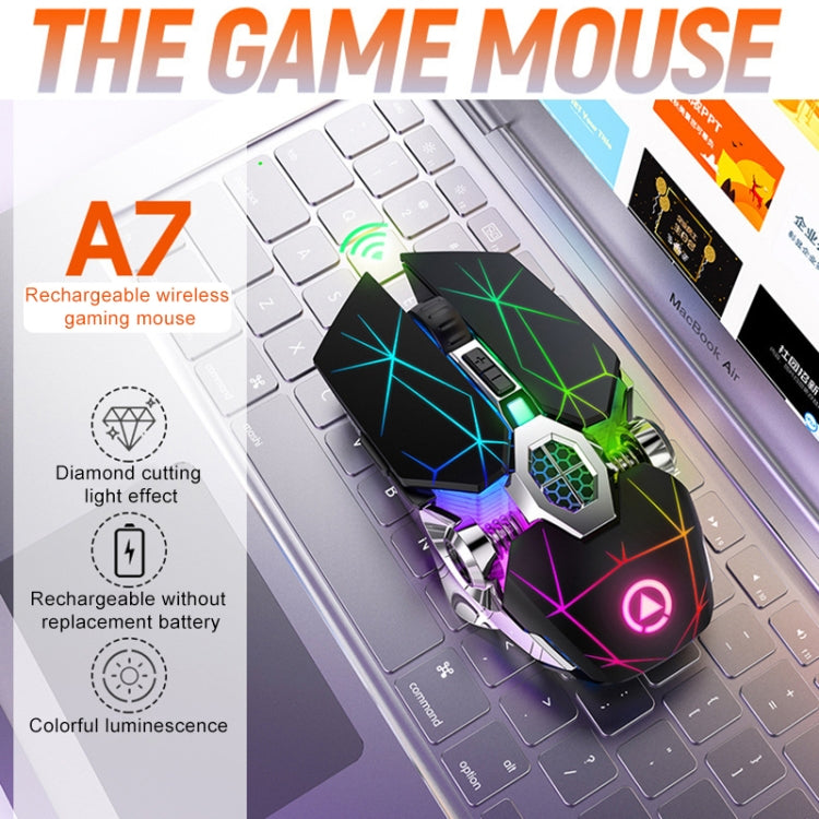 YINDIAO A7 2.4GHz 1600DPI 3-modes Adjustable 7-keys Rechargeable RGB Light Wireless Silent Gaming Mouse (Black) - Computer & Networking by YINDIAO | Online Shopping UK | buy2fix