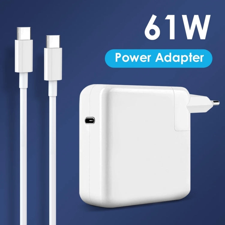61W USB-C / Type-C Power Adapter with 2m USB Type-C Male to USB Type-C Male Charging Cable, For iPhone, Galaxy, Huawei, Xiaomi, LG, HTC and Other Smart Phones, Rechargeable Devices, EU Plug - Mobile Accessories by buy2fix | Online Shopping UK | buy2fix