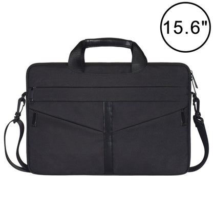 15.6 inch Breathable Wear-resistant Fashion Business Shoulder Handheld Zipper Laptop Bag with Shoulder Strap (Black) - 14.1 inch by buy2fix | Online Shopping UK | buy2fix