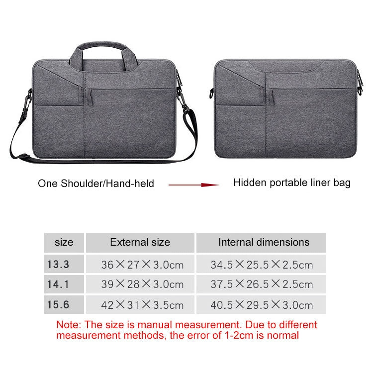 ST02S Waterproof Tear Resistance Hidden Portable Strap One-shoulder Handbag for 13.3 inch Laptops, with Suitcase Belt(Navy Blue) - Computer & Networking by buy2fix | Online Shopping UK | buy2fix