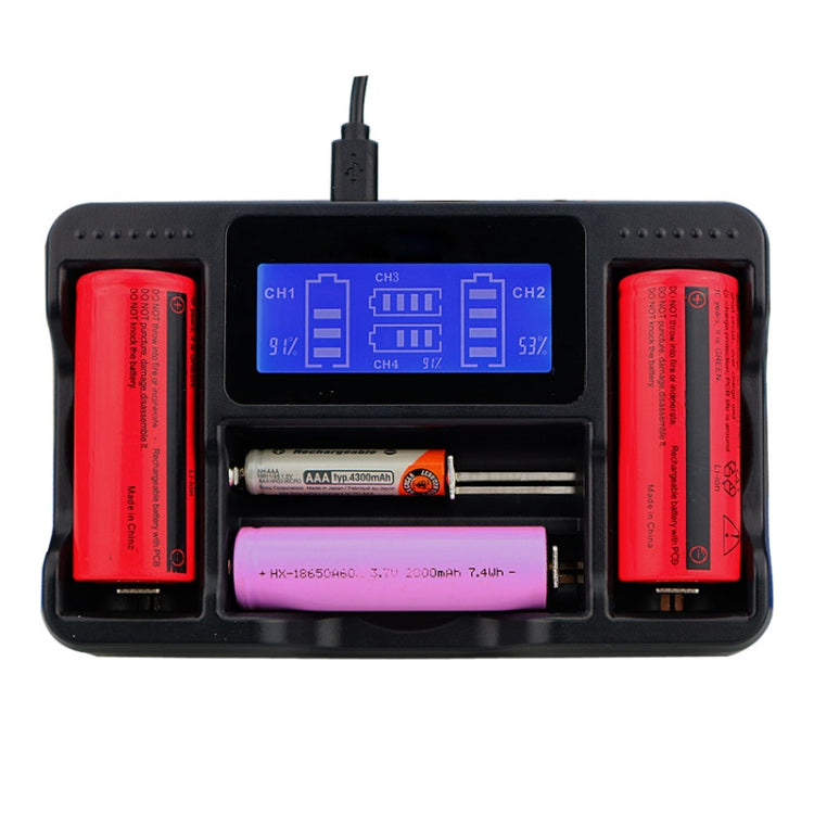 YS-4 Universal 18650 26650 Smart LCD Four Battery Charger with Micro USB Output for 18490/18350/17670/17500/16340 RCR123/14500/10440/A/AA/AAA - Consumer Electronics by buy2fix | Online Shopping UK | buy2fix