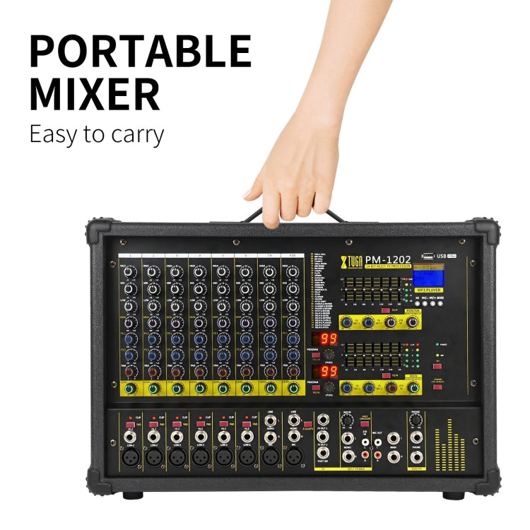 XTUGA PM1202 900W 10 Channel Stage Power Mixer 24Bit Multil-FX Processor Dual 99 DSP Effect DJ Amplifier (AU Plug) - Live Sound Effects Processors by XTUGA | Online Shopping UK | buy2fix