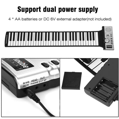 61 Keys Portable Flexible Roll Up Electronic Soft Keyboard Piano with Speakers - Keyboard Instruments by buy2fix | Online Shopping UK | buy2fix