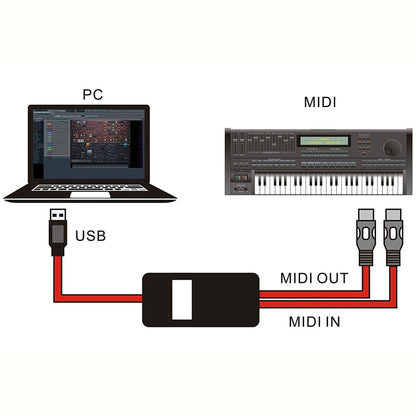 WERSI UM-18 USB MIDI Cable MidiPort Midi Cable Electric Piano Electronic Drum Music Editing Line, Length: 2m(Black) - Stringed Instruments by buy2fix | Online Shopping UK | buy2fix