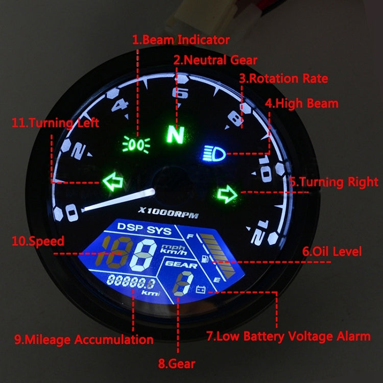 Speedpark Universal Motorcycle Retro Modified Instrument Odometer LCD Instrument Assembly - Others by Speedpark | Online Shopping UK | buy2fix