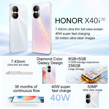 Honor X40i 5G DIO-AN00, 50MP Cameras, 8GB+128GB, China Version, Dual Back Cameras, Side Fingerprint Identification, 4000mAh Battery, 6.7 inch Magic UI 6.1 / Android 12 Dimensity 700 Octa Core up to 2.2GHz, Network: 5G, OTG, Not Support Google Play(Silver) - Honor by Huawei | Online Shopping UK | buy2fix